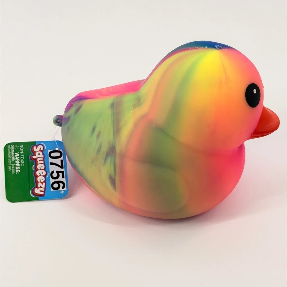 Toymendous Squeeezy Rubber Duck Kids‎ OS Pink Blue Yellow Marble Sensory Toy NWT